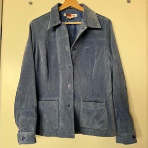 Vintage Blue Suede Button Leather Jacket
